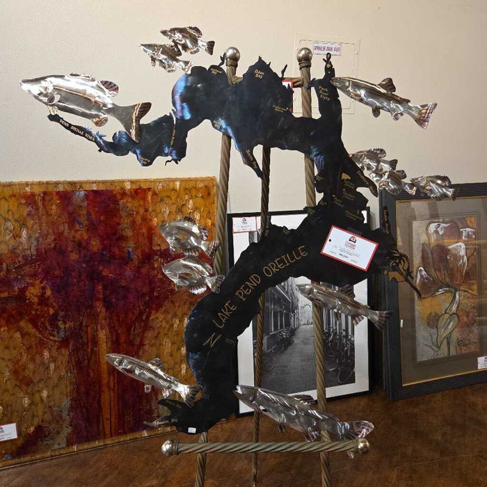 Metal Wall Art Lake Pend Oreille W/ Fish (SHH)