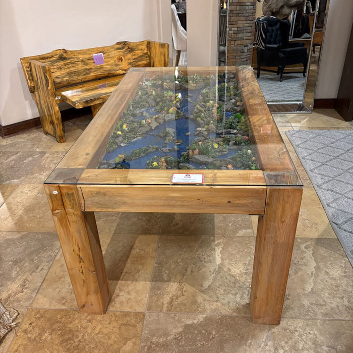 River Scene Pine Wood Table (BLMH)
