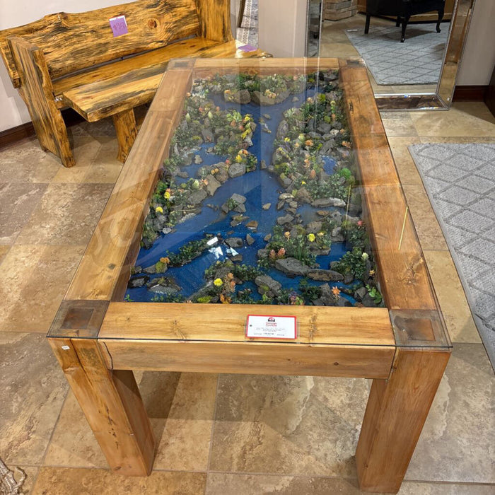River Scene Pine Wood Table (BLMH)