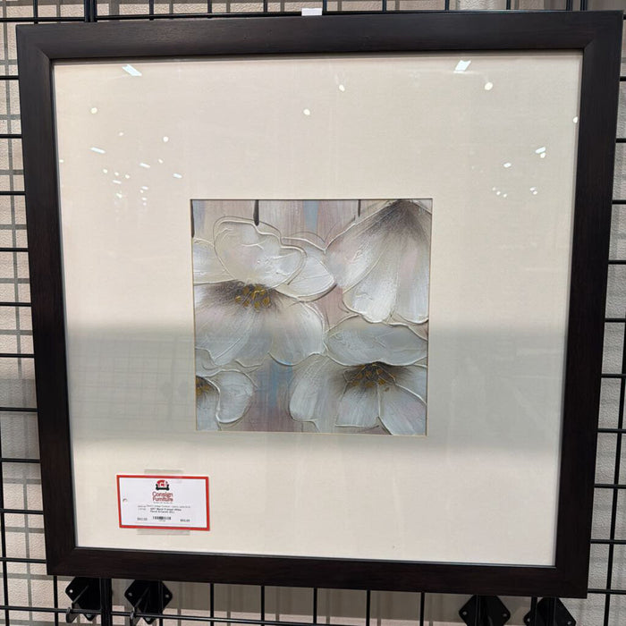 Black Framed White Floral Artwork (KL)