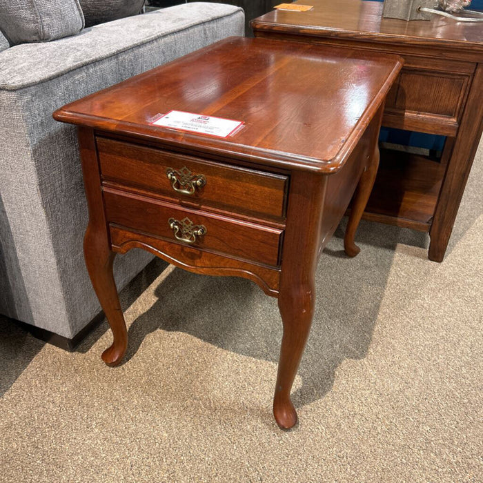 2-Drawer Cherry Wood End Table (KL)