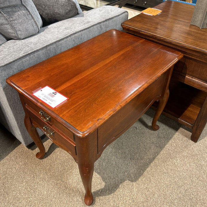 2-Drawer Cherry Wood End Table (KL)