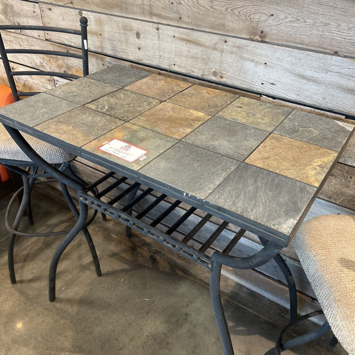 Stone Top Patio Table + 2 Stools (BTK)