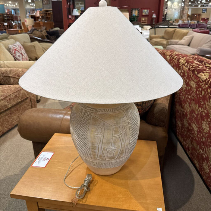 Carved Table Lamp + Shade (KL)