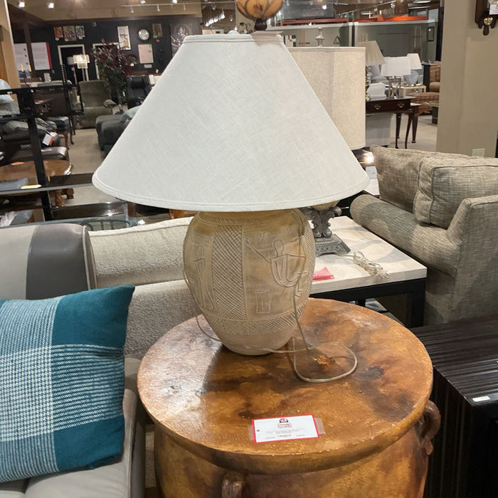 Carved Table Lamp + Shade (KL)