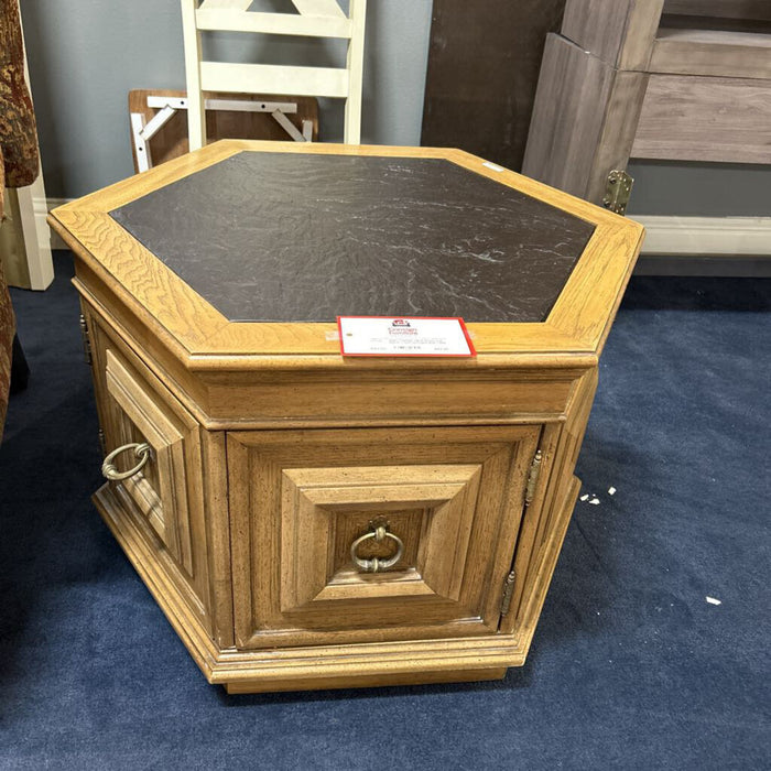 Stone Top Black + DW Hexagon End Table (KL)