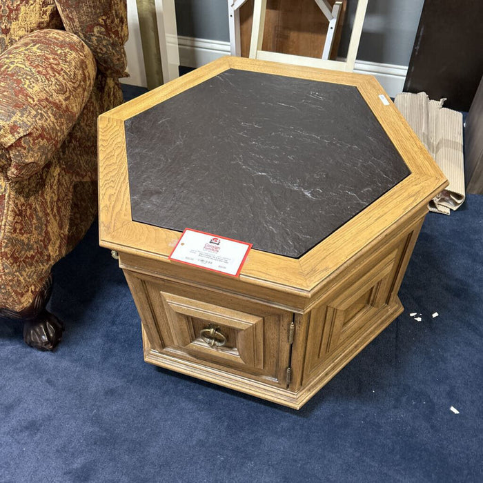 Stone Top Black + DW Hexagon End Table (KL)
