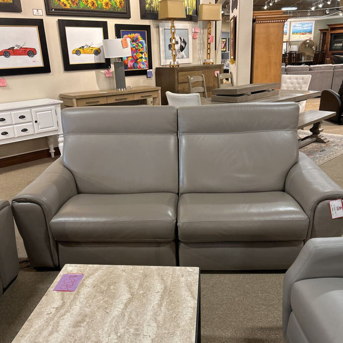 Natuzzi Grey Leather Sofa (