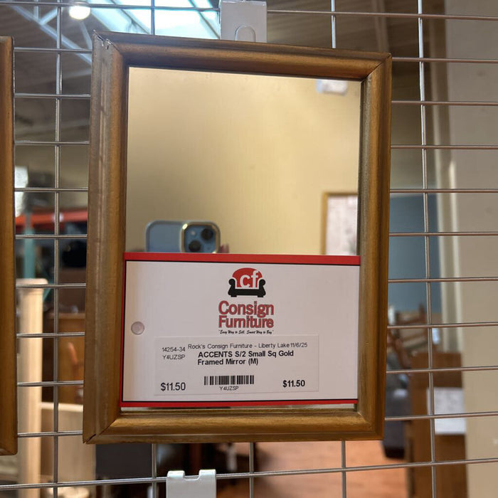 S/2 Small Sq Gold Framed Mirror (M)