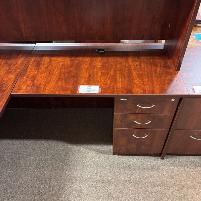 3PC Cherry Desk+3Drawer File Cabinet (IIH)