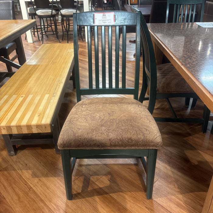 S/6 Green Wood +Fabric Chairs