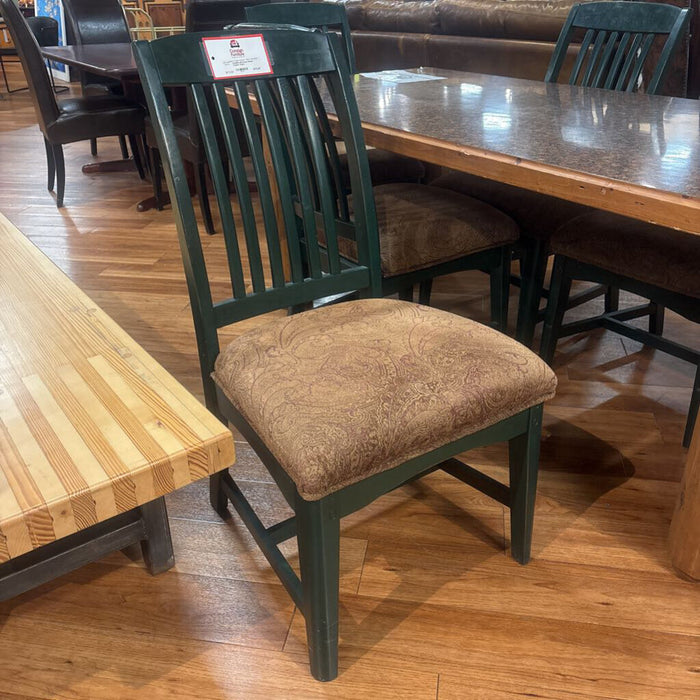 S/6 Green Wood +Fabric Chairs