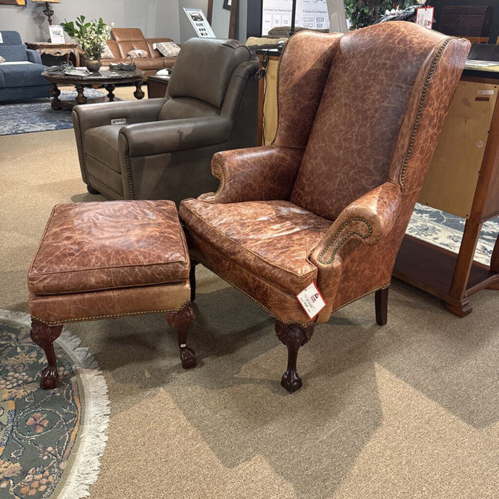 Leather Wingback Chair w/ Ottoman(LCKH)