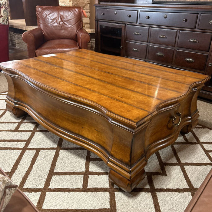 Large Brown Wood Outback Cocktail Table w/ 2 Drawers(CLKH)