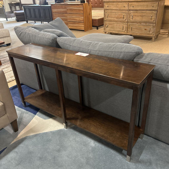 Console/Graphite w/ Nickel-Modern Brown Wood Sofa Table(BAHH)