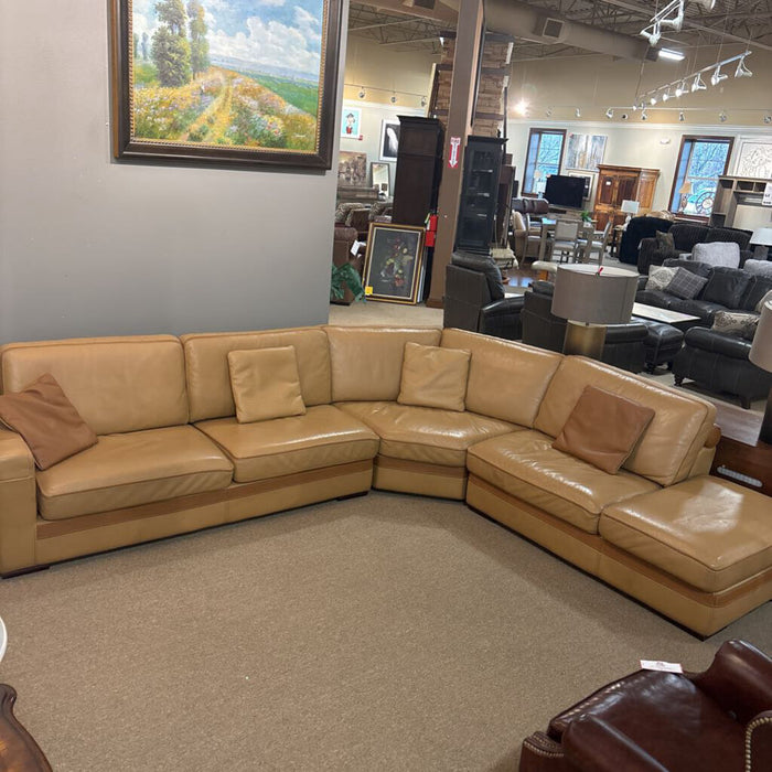 Custom 3PC Brown Leather Sofa(LKLK)