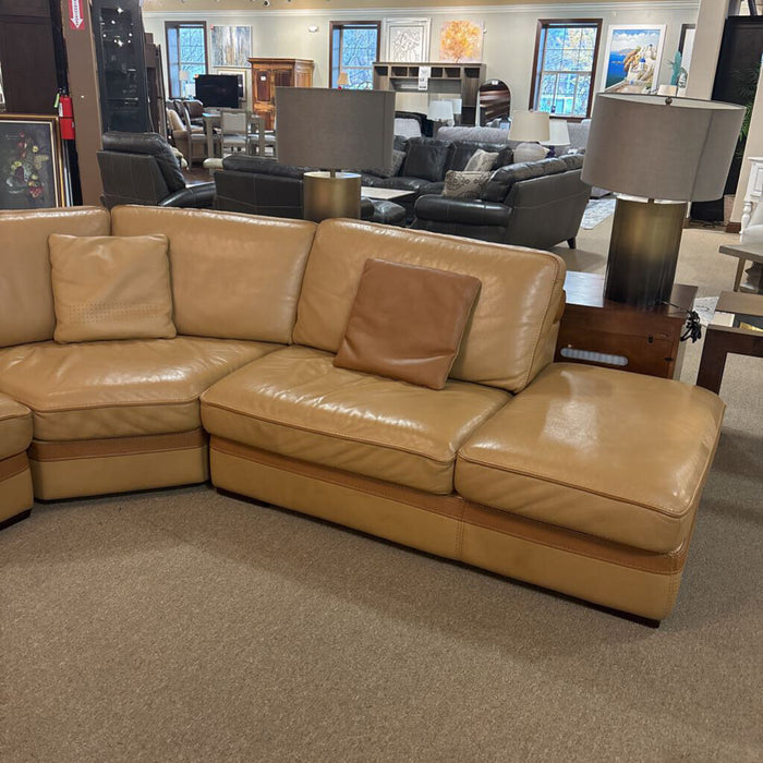 Custom 3PC Brown Leather Sofa(LKLK)