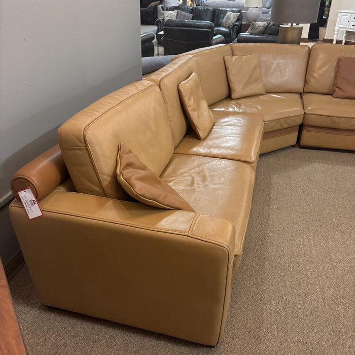 Custom 3PC Brown Leather Sofa(LKLK)