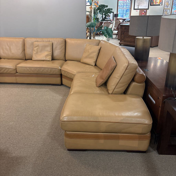 Custom 3PC Brown Leather Sofa(LKLK)