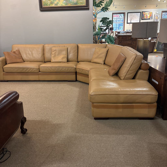 Custom 3PC Brown Leather Sofa(LKLK)