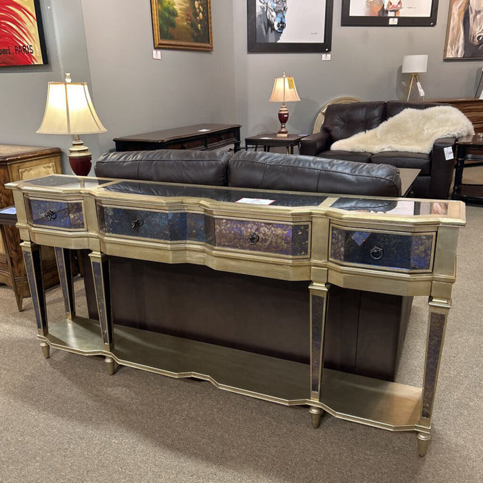 Silver 3-Drawer Inlayed Sofa Table (ALK)