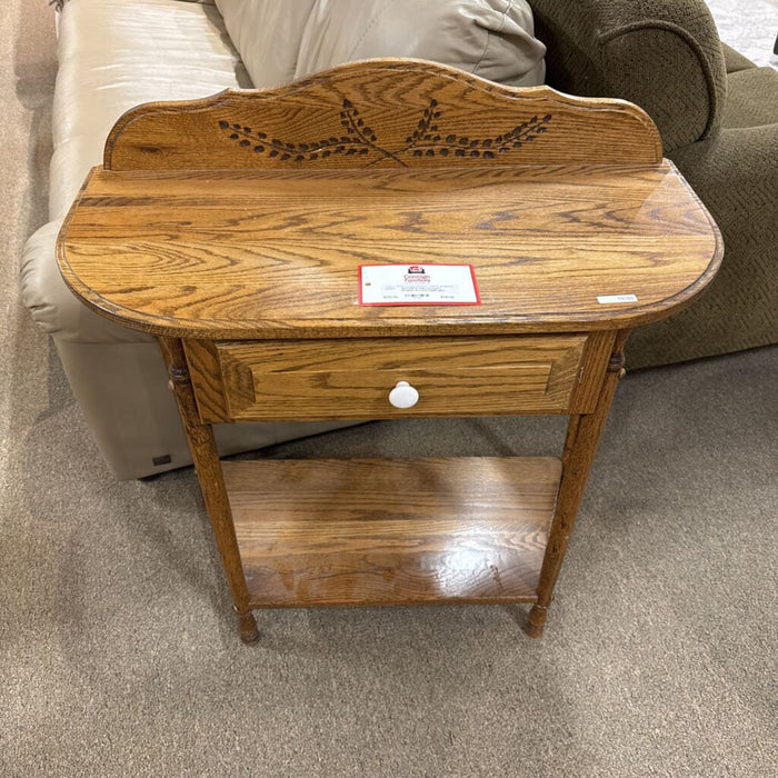 Oak Carved 1 Drawer Accent Table (SK)