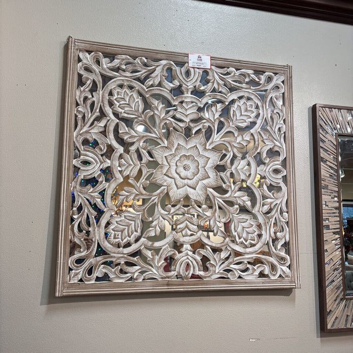 White Carved Mirror + LW Wood Decor (BAH)
