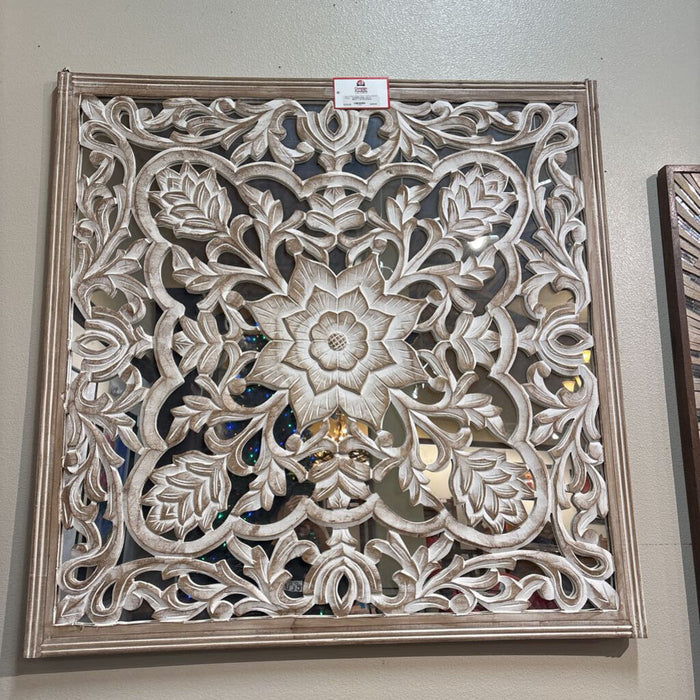 White Carved Mirror + LW Wood Decor (BAH)