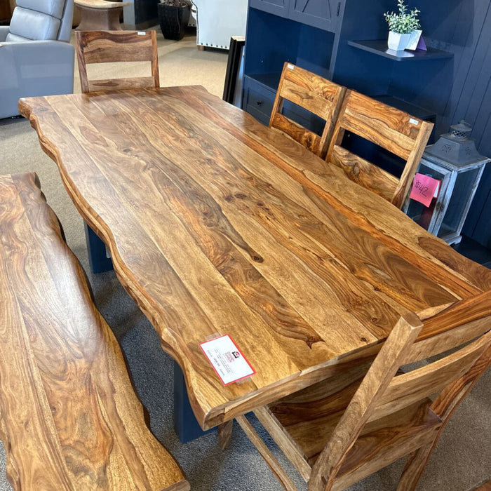 Live Edge Multi-ton DR Table + 4 Chairs/Bench (LCKH)