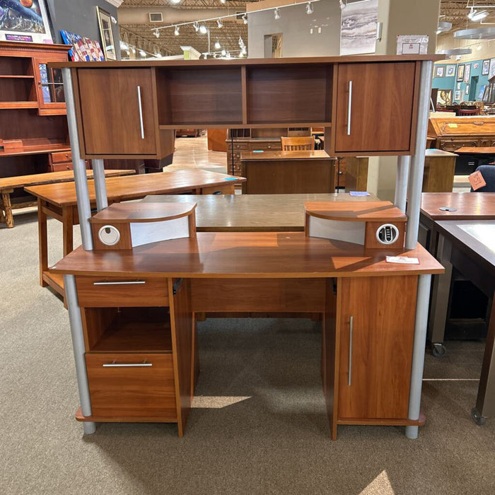 2 Tier Silver Accented Desk (BHA)