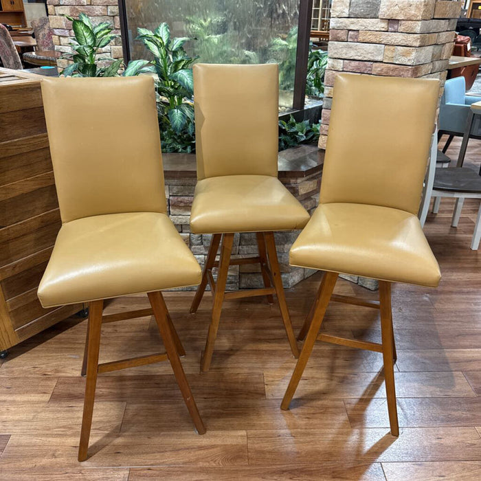 S/3 Light Brown Leather Bermex Stools (KHK)