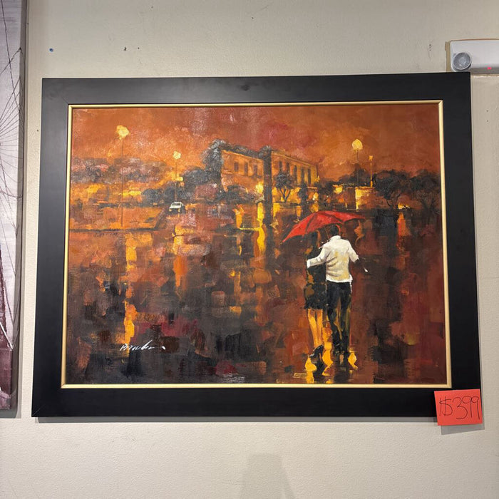 L Blk+Gold Trim Frame Couple+Umbrella(AKH)