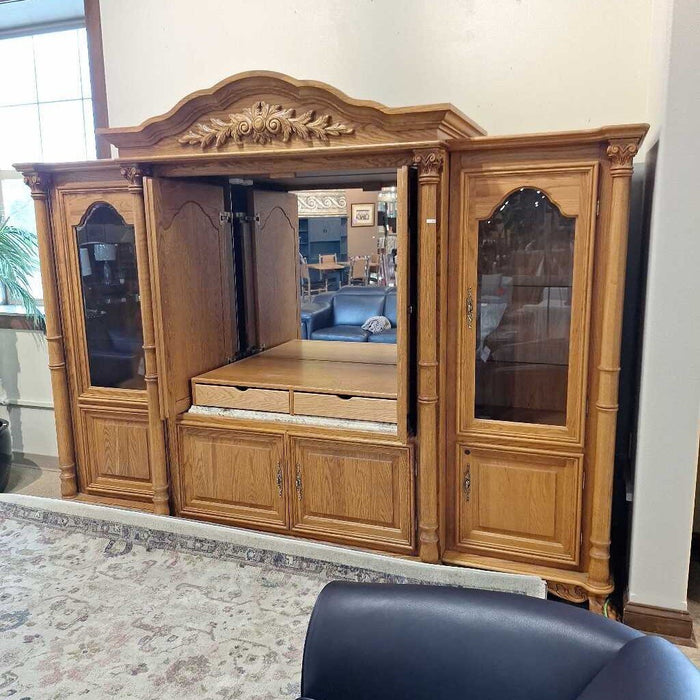 3PC Ornate LW Stone-Inlay Ent. Center(BBLK)