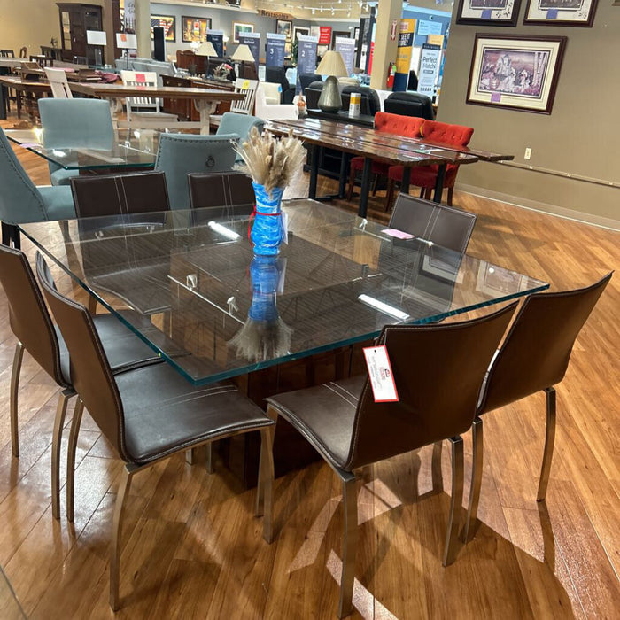 S/7 Brown Leather Chair W/ Metal Legs(CTH)