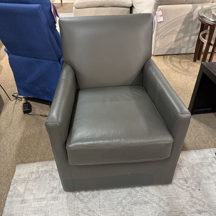 Dark Grey Leather Swivel Chair(MKH)