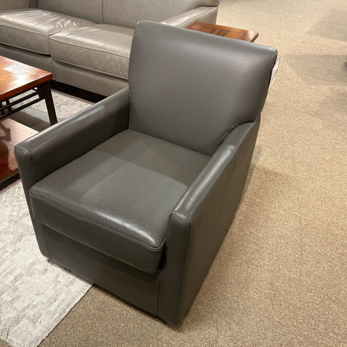Dark Grey Leather Swivel Chair(MKH)