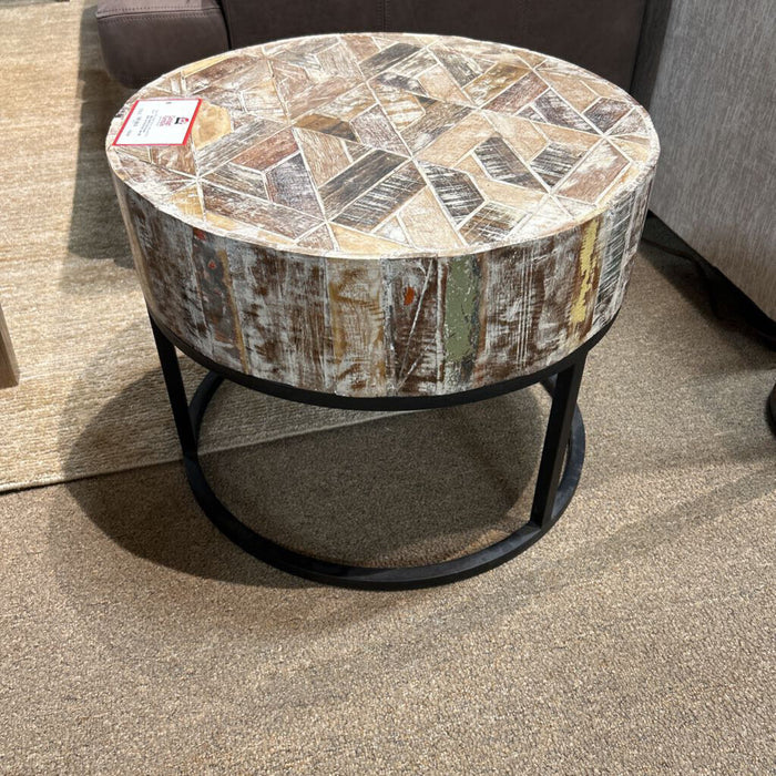 Round Multi-Tone Wood End Table (MI)