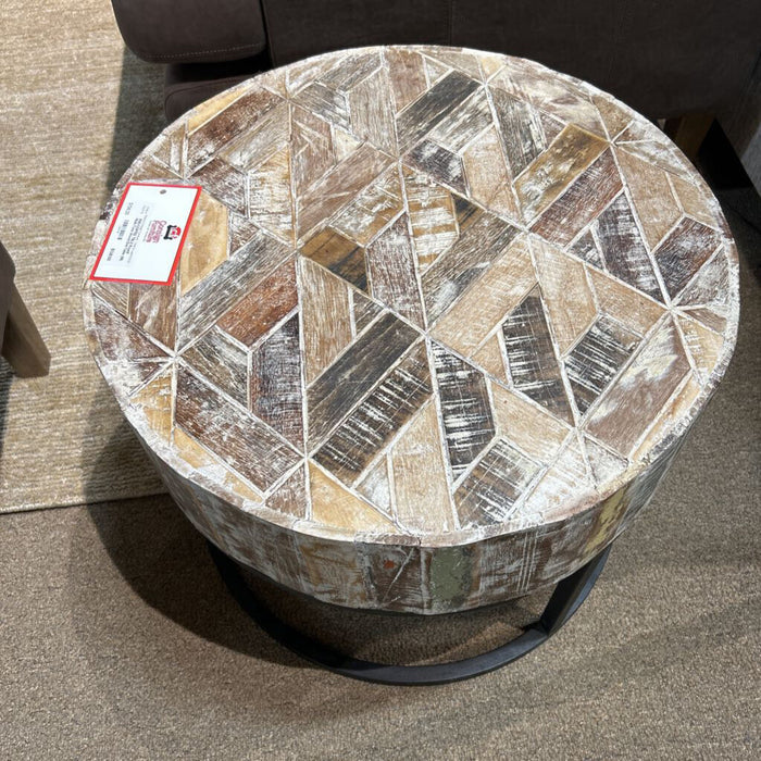 Round Multi-Tone Wood End Table (MI)