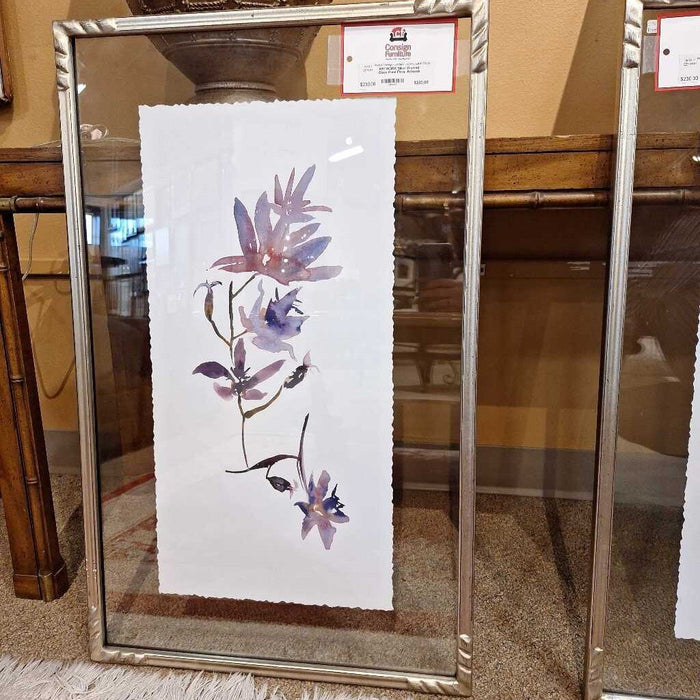 Silver Framed Glass Pane Floral Artwork (BAH)
