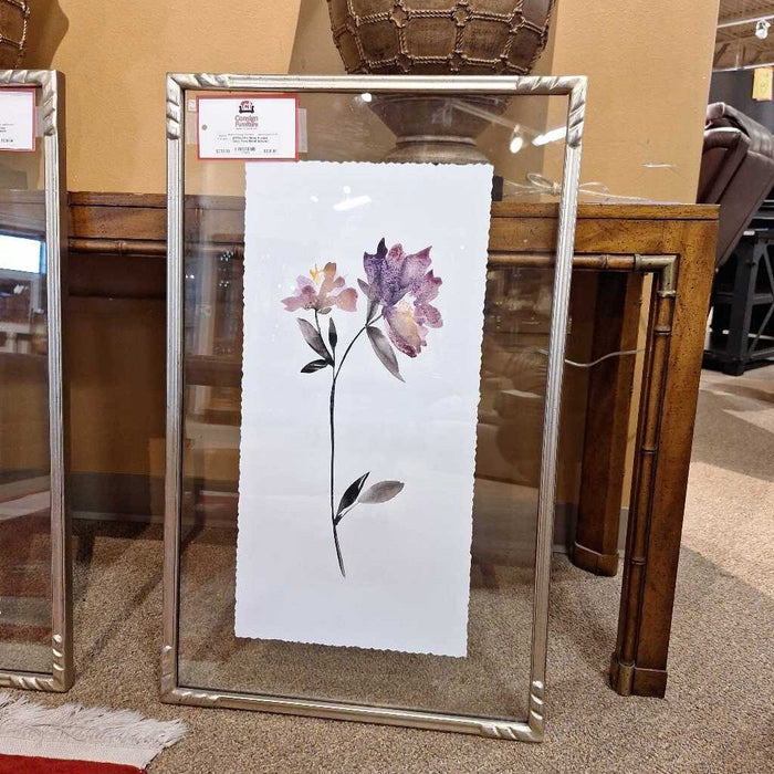 Silver Framed Glass Pane Floral Artwork (BAH)