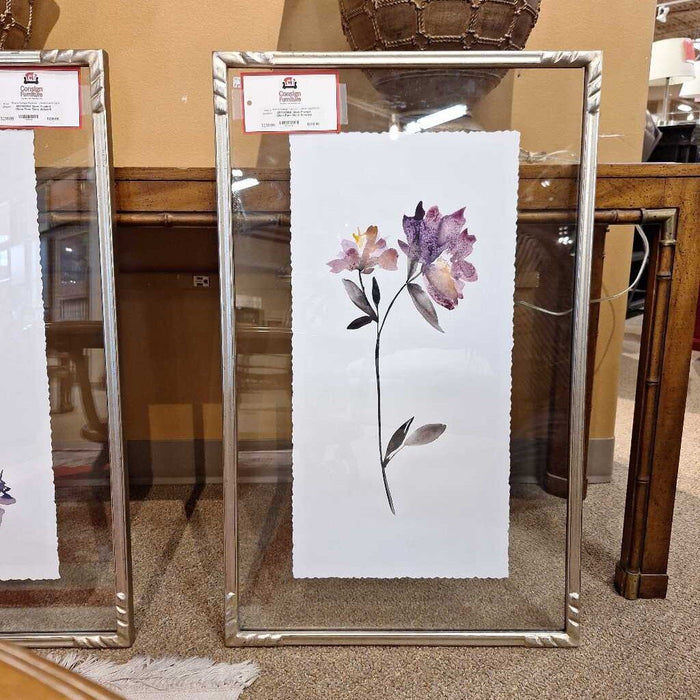 Silver Framed Glass Pane Floral Artwork (BAH)