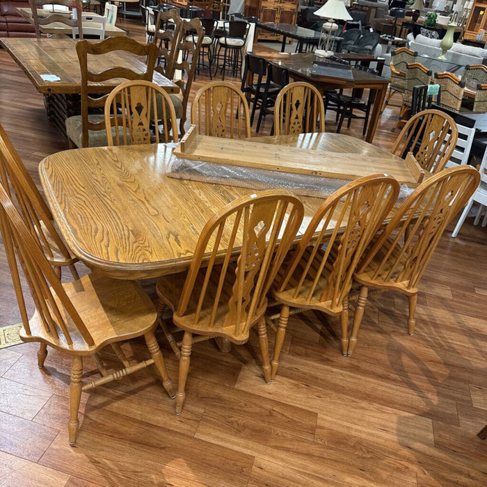 Oak DR Table + 9 Chairs (ALK)