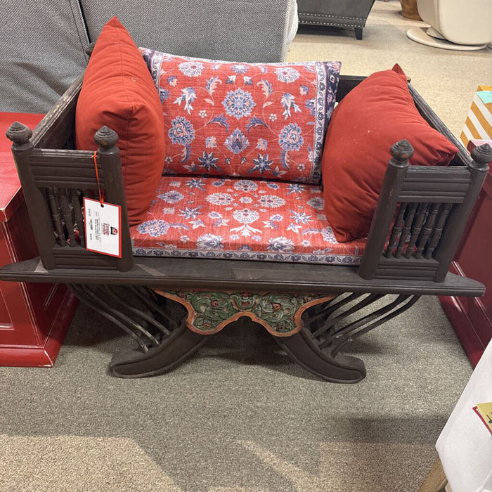 Oriental Carved Wooden Bench (BTK)