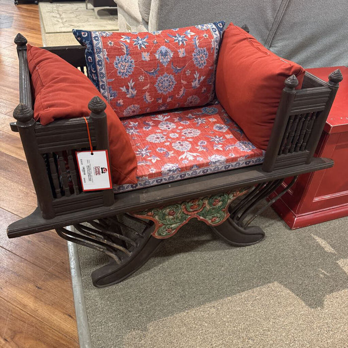 Oriental Carved Wooden Bench (BTK)