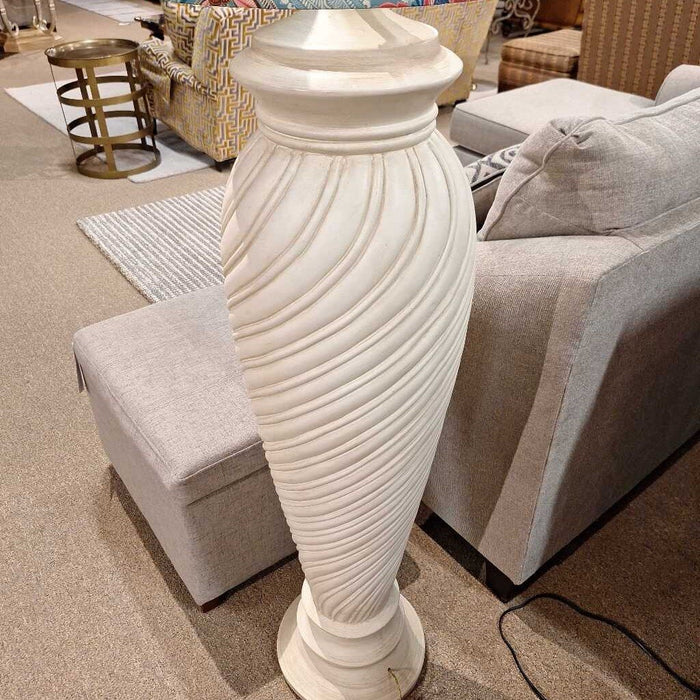 White Lamp W/ Blue Floral Shade (TI_