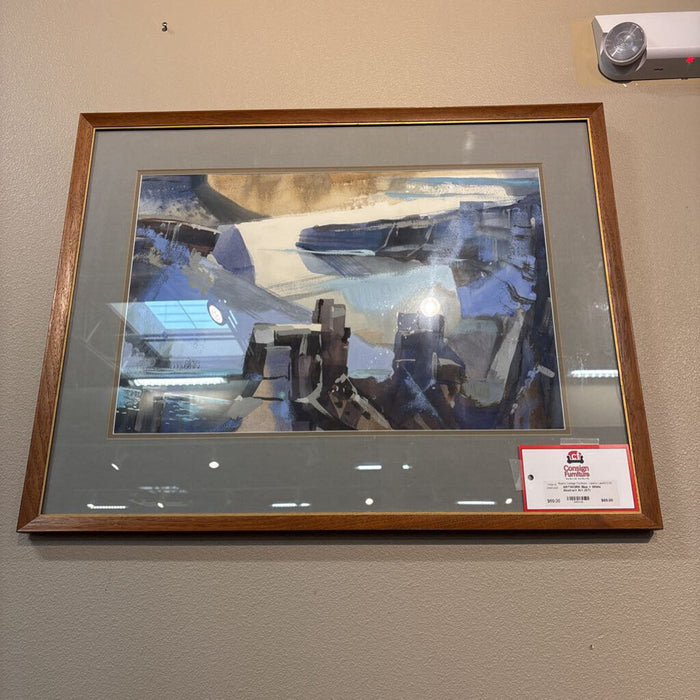 Blue + White Abstract Art (AT)