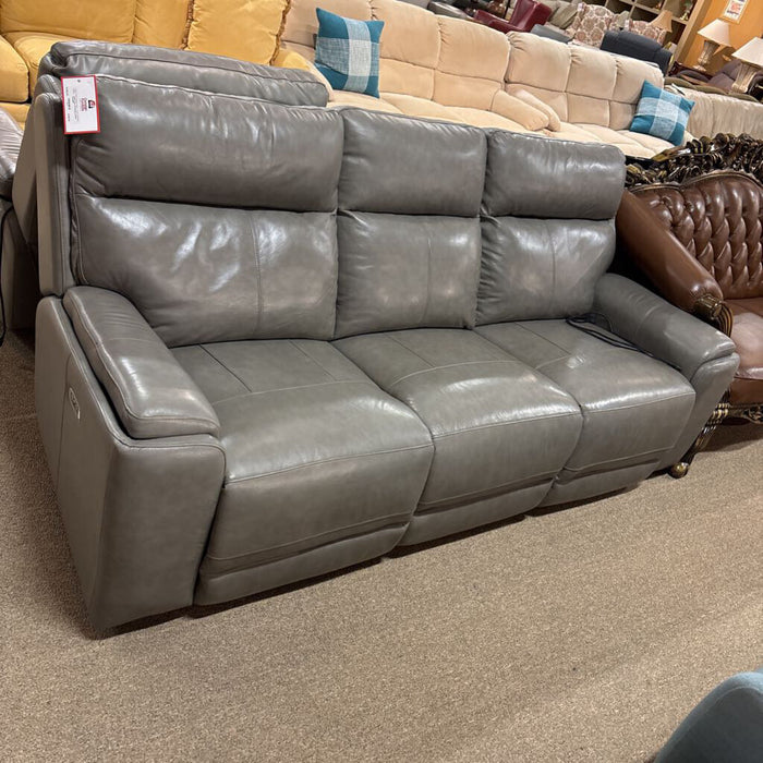 Grey Reclining Leather Sofa(IIH)