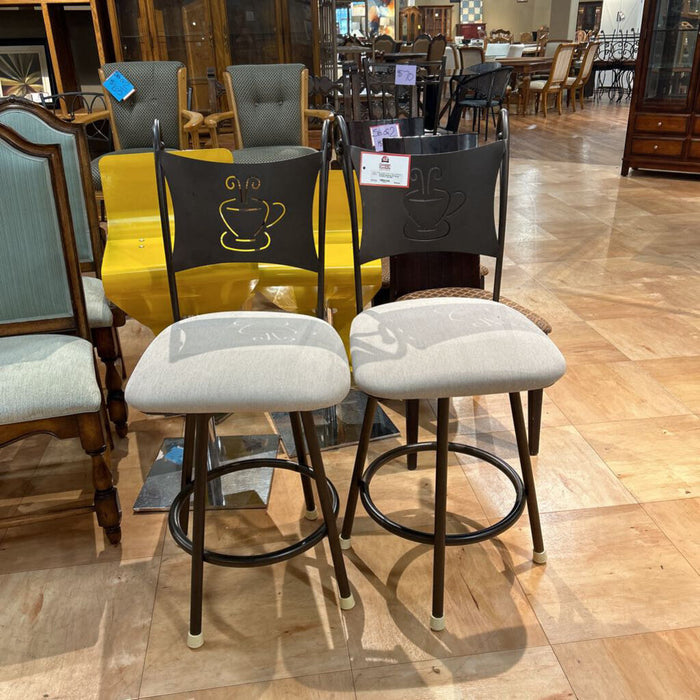 Metal Bar S/2 Stools W Coffee Cups (SK)