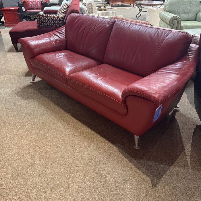 Red Leather Modern Loveseat (KHK