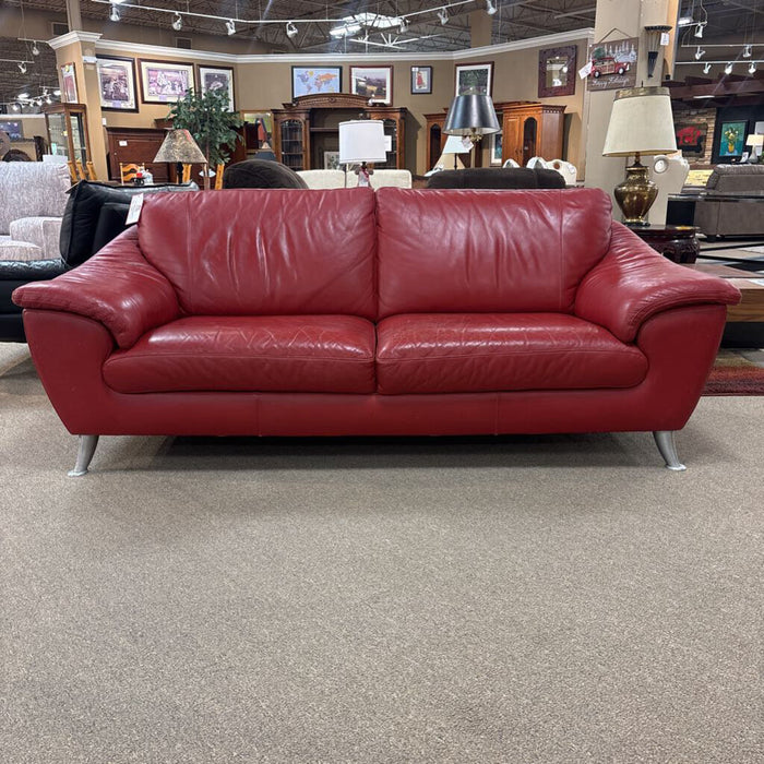 Red Leather Modern Loveseat (KHK